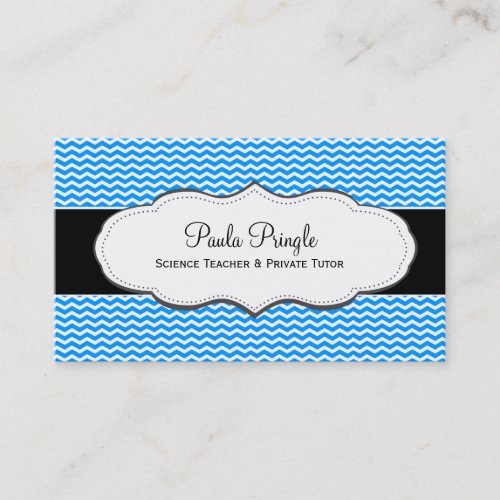 Blue and White Zig zag pattern Business Cards