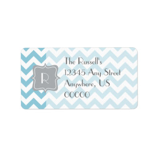 Blue and White Zigzag Monogram Label