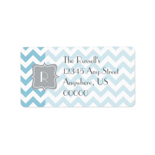 Blue and White Zigzag Monogram Label (Front)
