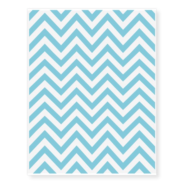 Blue and White Zigzag Stripes Chevron Pattern Temporary Tattoos (Front)