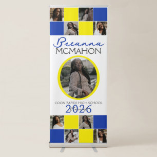 Blue and Yellow 9 Photo Graduation Retractable Banner