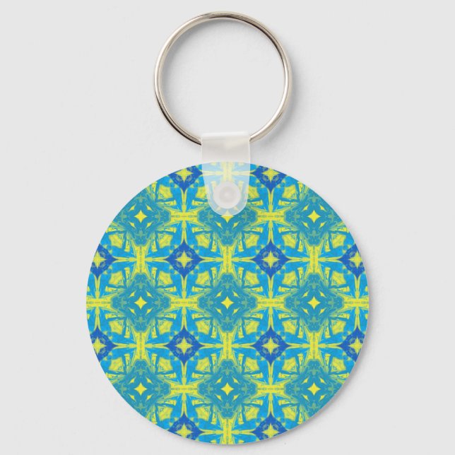 Blue and Yellow Abstract Keychain (Front)