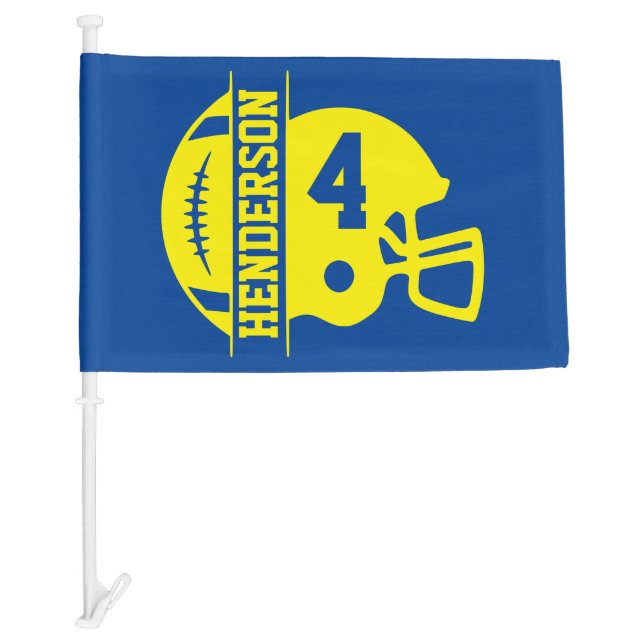 Blue and Yellow American Football Custom Car Flag (Front)