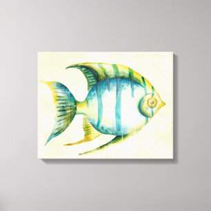 Blue and Yellow Aquarium Fish Canvas Print