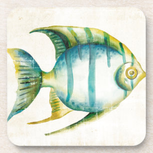 Blue and Yellow Aquarium Fish Drink Coaster