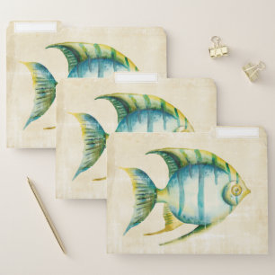 Blue and Yellow Aquarium Fish File Folder