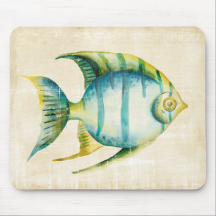 Blue and Yellow Aquarium Fish Mouse Pad