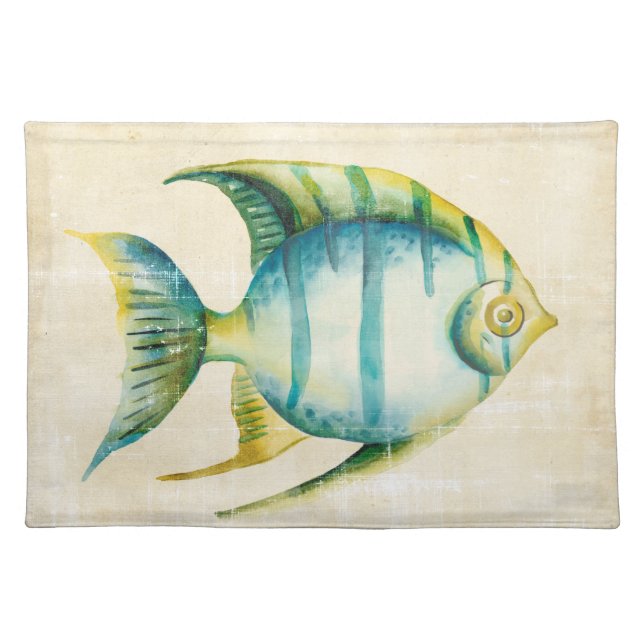 Blue and Yellow Aquarium Fish Placemat (Front)