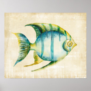 Blue and Yellow Aquarium Fish Poster
