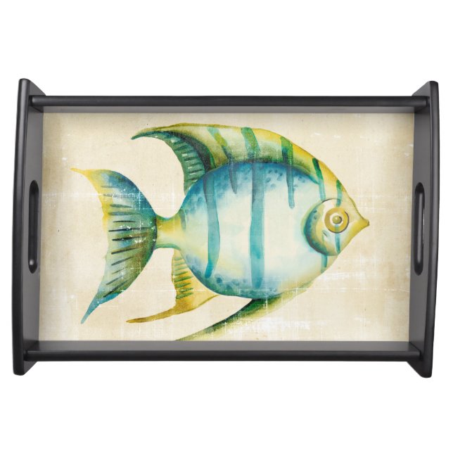 Blue and Yellow Aquarium Fish Serving Tray (Front)