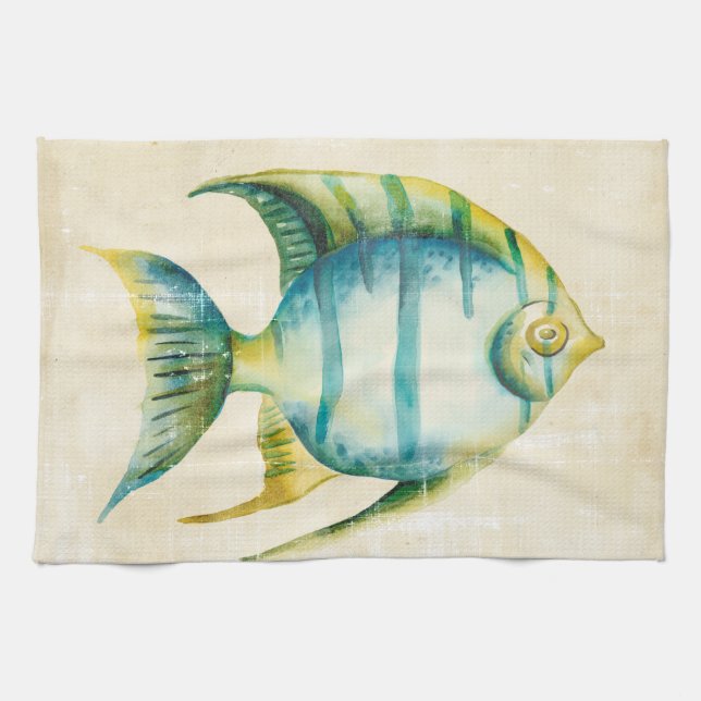 Blue and Yellow Aquarium Fish Towel (Horizontal)