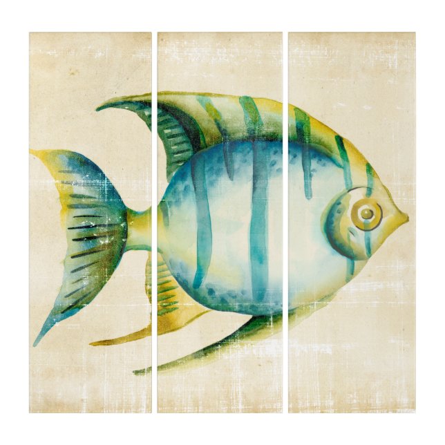 Blue and Yellow Aquarium Fish Triptych (Front)