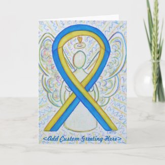 Blue and Yellow Awareness Ribbon Angel Custom Card