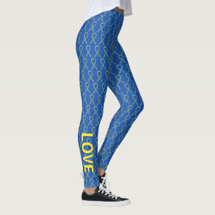 Blue and Yellow Awareness Ribbon Custom Leggings