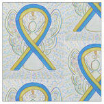 Blue and Yellow Awareness Ribbon Custom Material Fabric