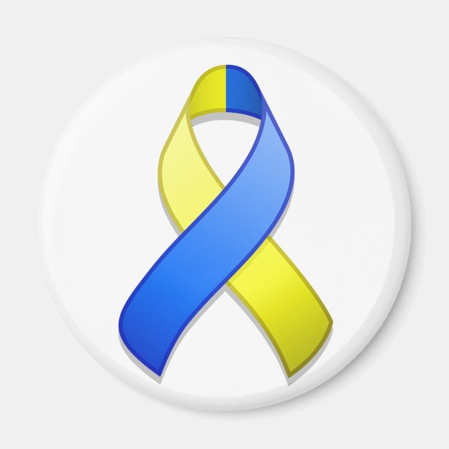 Blue and Yellow Awareness Ribbon Magnet (Front)