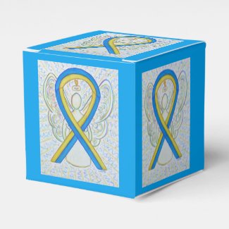 Blue and Yellow Awareness Ribbon Party Favor Box