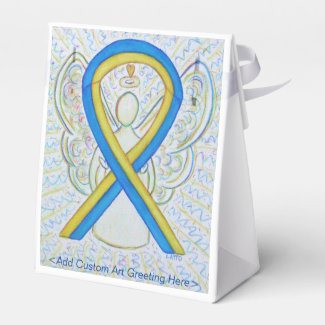 Blue and Yellow Awareness Ribbon Party Favor Boxes