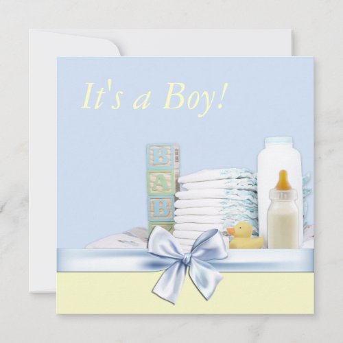 Blue and Yellow Baby Boy Shower Custom Invites