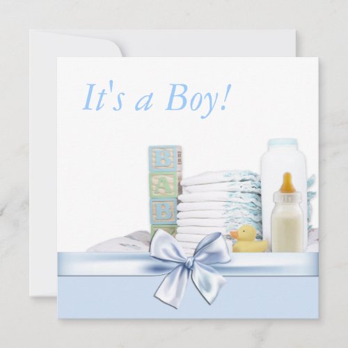 Blue Yellow Baby Boy shower Invitations