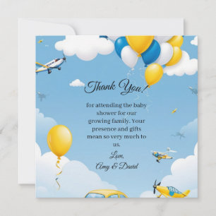 Blue and Yellow Boy Baby Shower Thank You