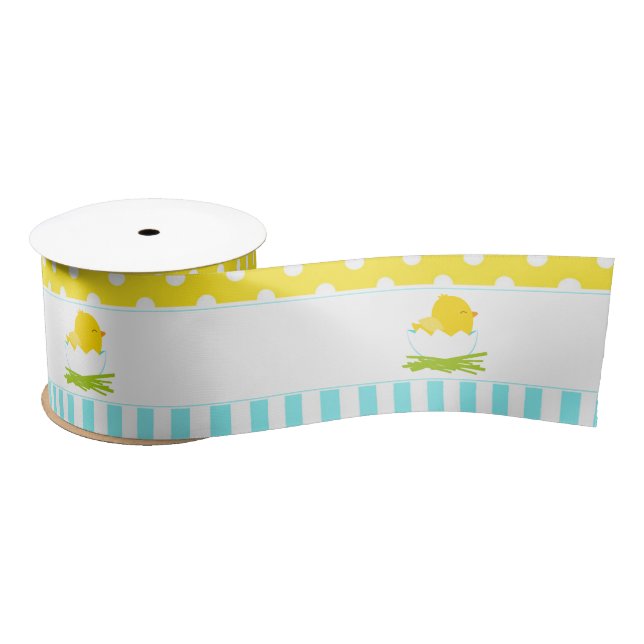Blue and Yellow Boy Chick Satin Ribbon (Spool)
