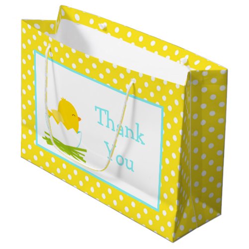 Blue and Yellow Boy Chick Thank You Large Gift Bag