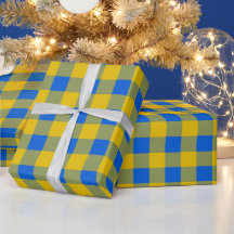 Blue And Yellow Buffalo Plaid Gift Wrapping Paper