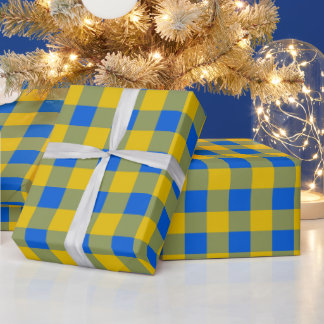 Blue And Yellow Buffalo Plaid Gift Wrapping Paper