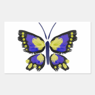 Blue and Yellow Butterfly Rectangular Sticker