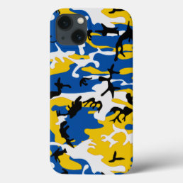 Blue and Yellow Camo iPhone 13 Case