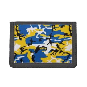 Blue and Yellow Camo Trifold Wallet