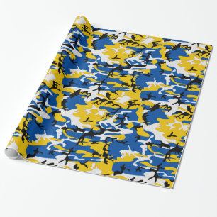 Blue and Yellow Camo Wrapping Paper