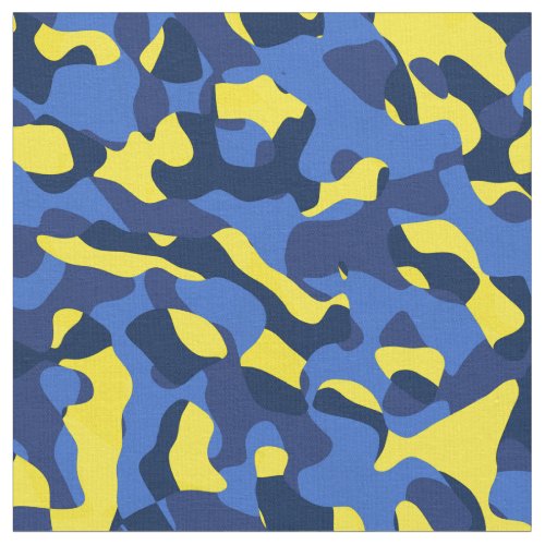 Blue and Yellow Camouflage Print Pattern Fabric