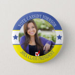 Blue And Yellow Campaign Student Body Vote Button at Zazzle