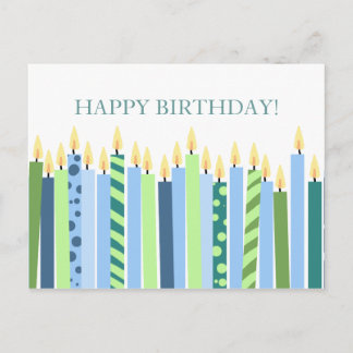 Blue and Yellow Candles Boys Birthday Postcard