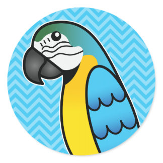 Blue And Yellow Cartoon Macaw Parrot Bird Classic Round Sticker