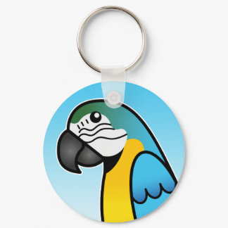 Blue And Yellow Cartoon Macaw Parrot Bird Keychain