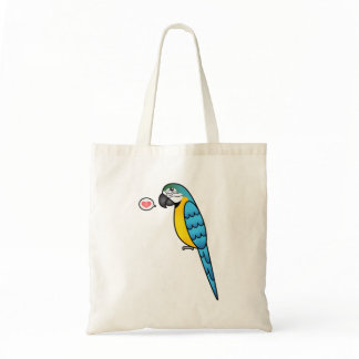 Blue And Yellow Cartoon Macaw Parrot Bird Love Tote Bag