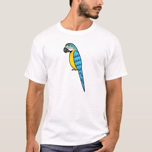 Blue And Yellow Cartoon Macaw Parrot Bird T_Shirt