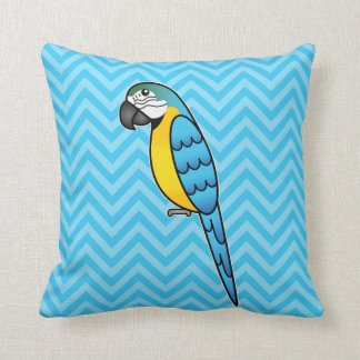 Blue And Yellow Cartoon Macaw Parrot Bird Throw Pillow
