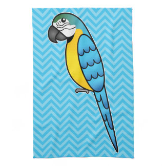 Blue And Yellow Cartoon Macaw Parrot Bird Towel