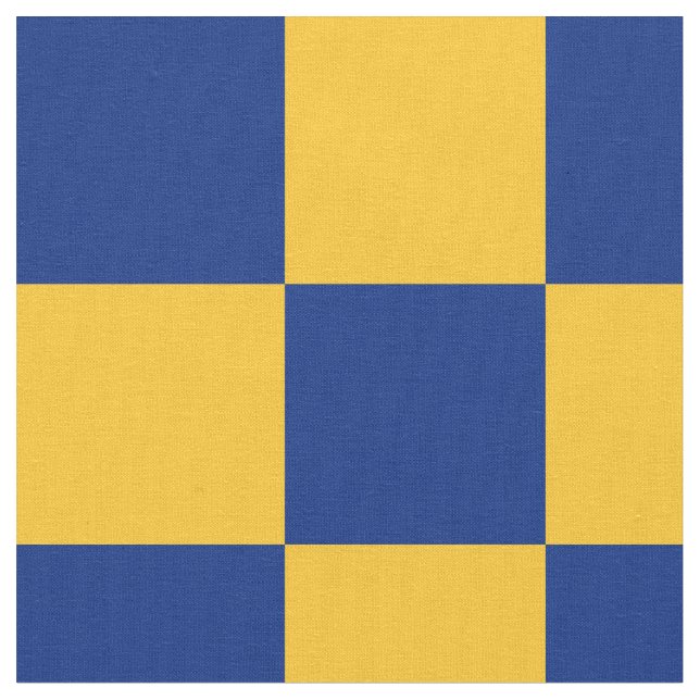 Blue and yellow checkerboard pattern fabric (Close Up)
