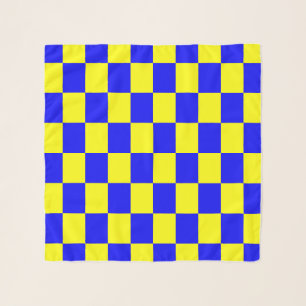 Blue and Yellow Checkered Pattern Scarf