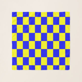 Blue and Yellow Checkered Pattern Scarf