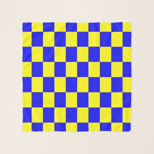 Blue and Yellow Checkered Pattern Scarf