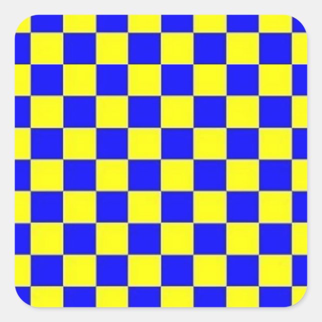 Blue and Yellow ⛲💛🐬🌙Checkered STICKERS (Front)