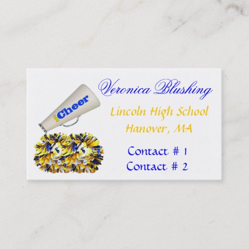 Blue and Yellow Cheerleader Business Card