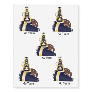 Blue and Yellow Cheerleader Temporary Tattoo