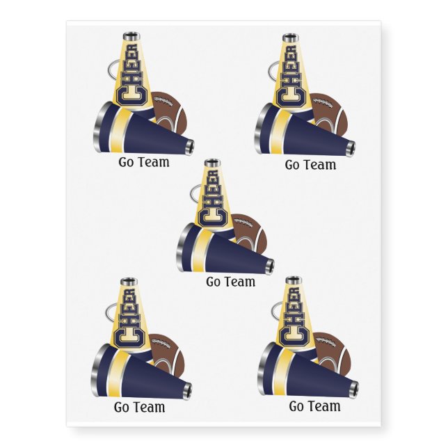 Blue and Yellow Cheerleader Temporary Tattoo (Front)